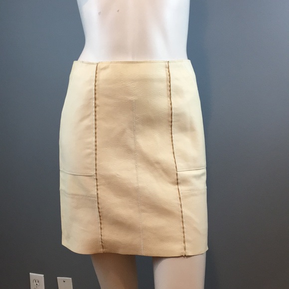 NWOT 3.1 Phillip Lim Cream Leather Skirt Size 0 - Picture 1 of 16
